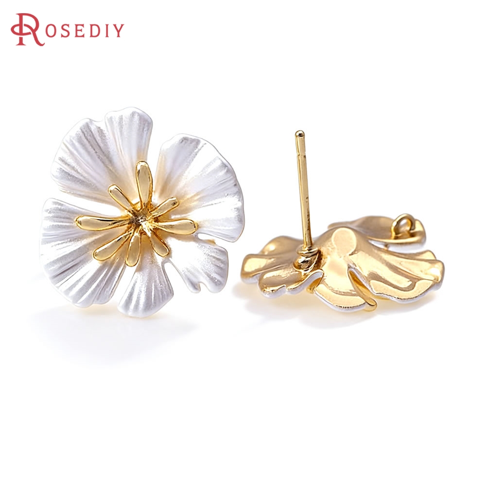 Jewelry Making Gold - Pendientes de Flor de Latón Color