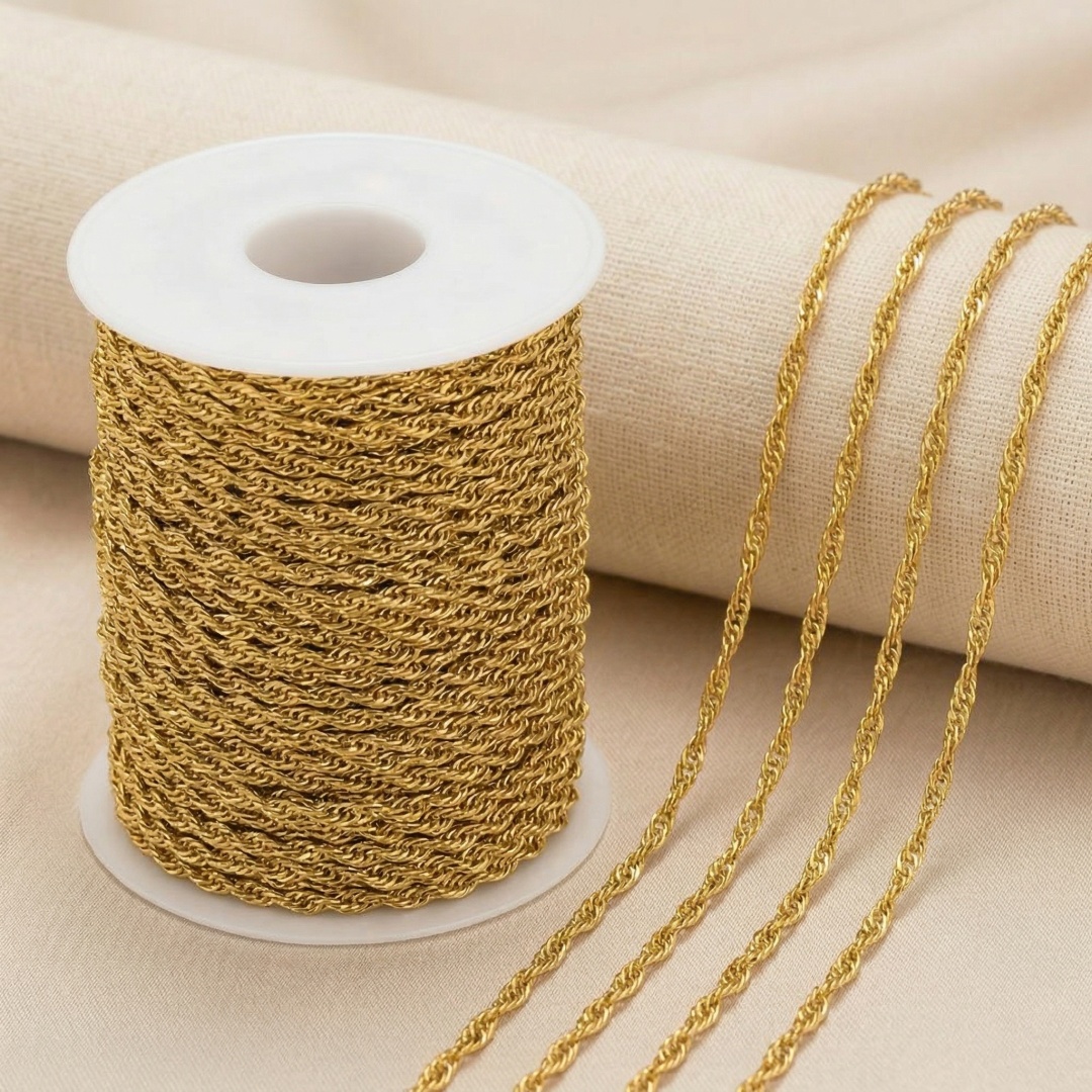 Jewelry Making Singapore - Cadena de Acero Inoxidable Dorado de